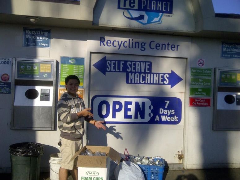 ♥♥♥♥♥ In total, we earned $30 from recycling! ♥♥♥♥♥ By calculating, today SRC have already provided 22 meals for homeless families!  Saul: $13.6 Sky: $5.45 Kelly: $4.25 Josie: $2.85 Trung:$2.85 Susan: $1.00 Thank you so much for your bottles and cans donation guys!  ( We are looking for more donations, please contact us if you want to support our " PLASTIC BOTTLE REDUCTION and RECYCLING CAMPAIGN" )  Call: 714-251-7791  Email: studentsrecycle.csuf@gmail.com (All proceeds will be donated to Local Soup Kitchen)