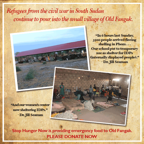 Conflict in South Sudan has left hundreds of thousands with no access to food. Stop Hunger Now is responding with emergency food relief and other life-saving aid. Together, we're keeping families fed and children nourished. Support Our South Sudan Relief Efforts! 