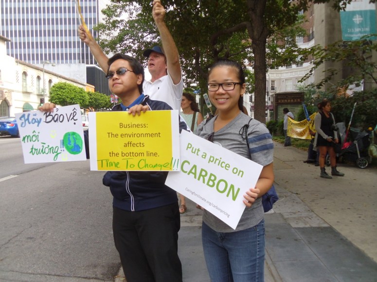 Demonstrate in LA, Wilshire Blvd., 9/20/2014, prior to the UN Climate Summit in NY. #SkyPham #SusanLuong #ClimateChange #UN #CallingforActions